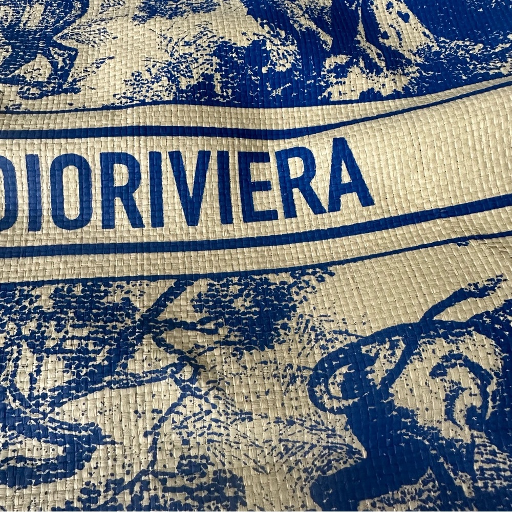 CHRISTIAN DIOR Straw Dioriviera Tote Blue - Picture 5 of 9